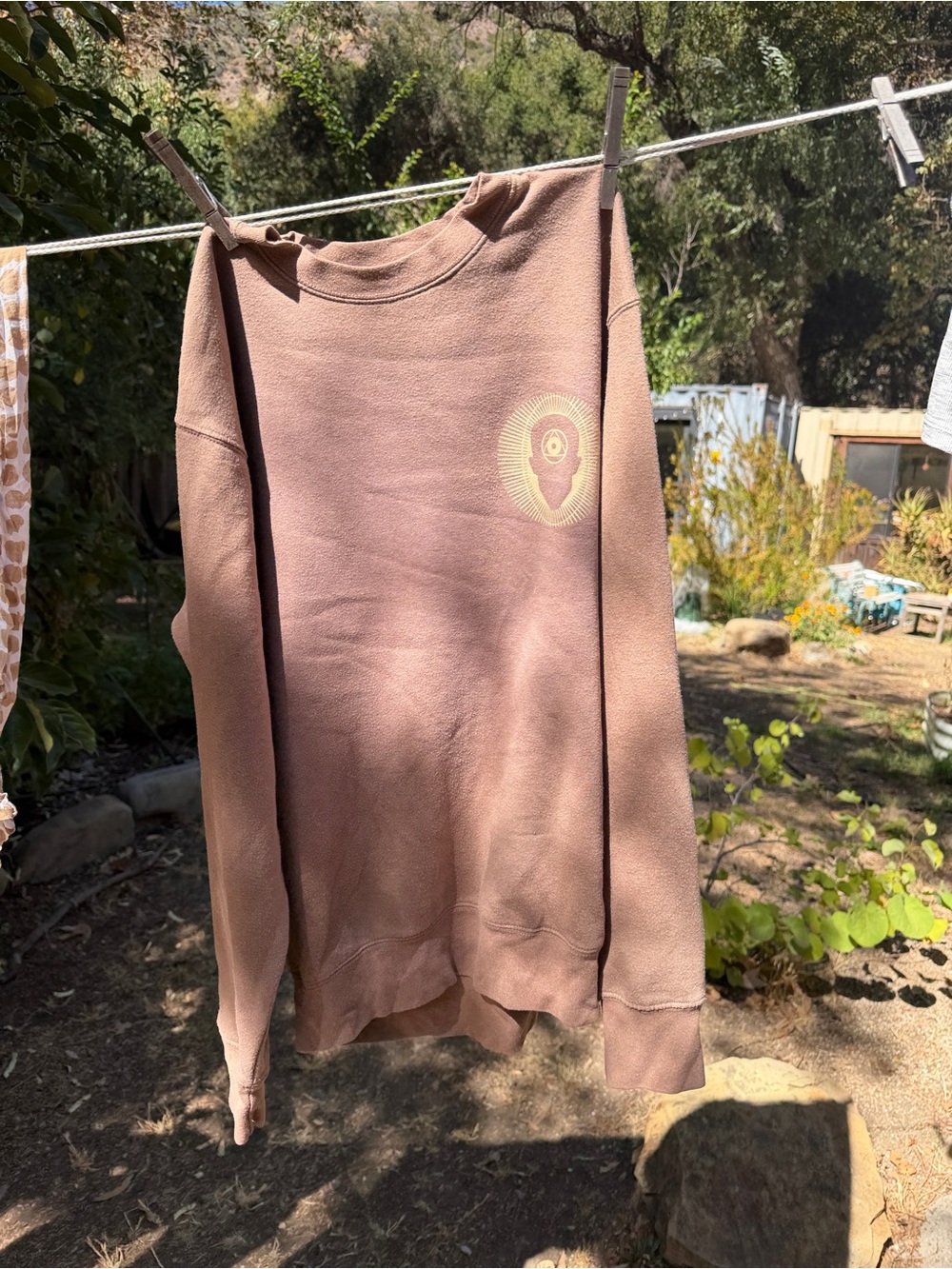 Men's Crewneck Sweatshirt - Brown with Subtle Graphic S or XS
